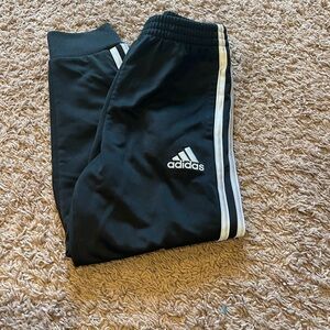 Adidas Kids Black Joggers with White Stripes